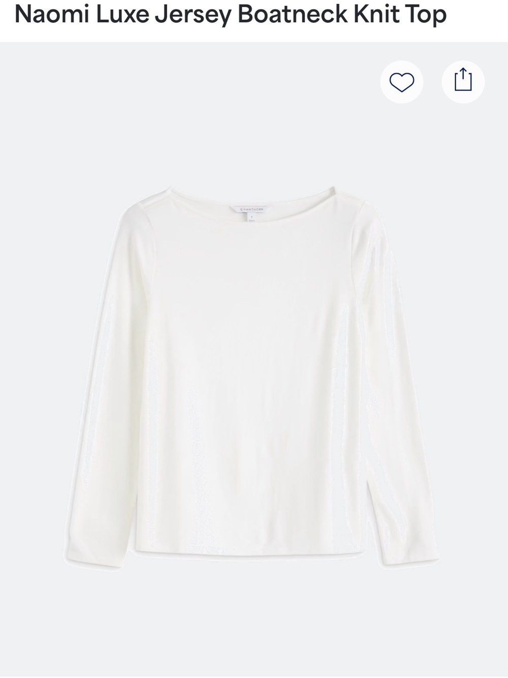 NWT 41 Hawthorn Naomi Luxe Jersey Boatneck Knit Top | White | Size M